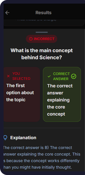 AI explanation for wrong answers